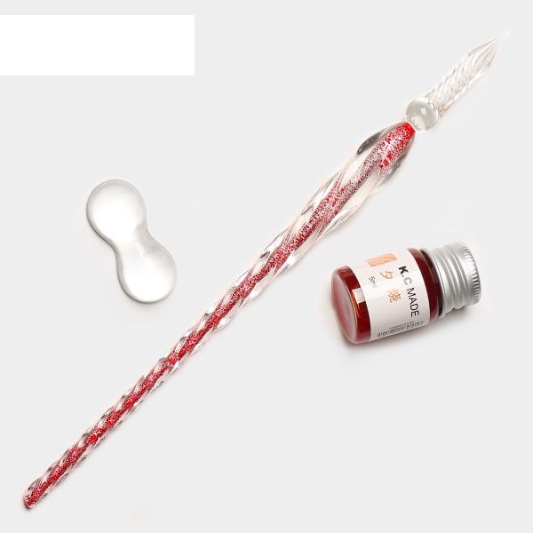 ست قلم شیشه‌ای اکلیلی قرمز برند Glass Pen