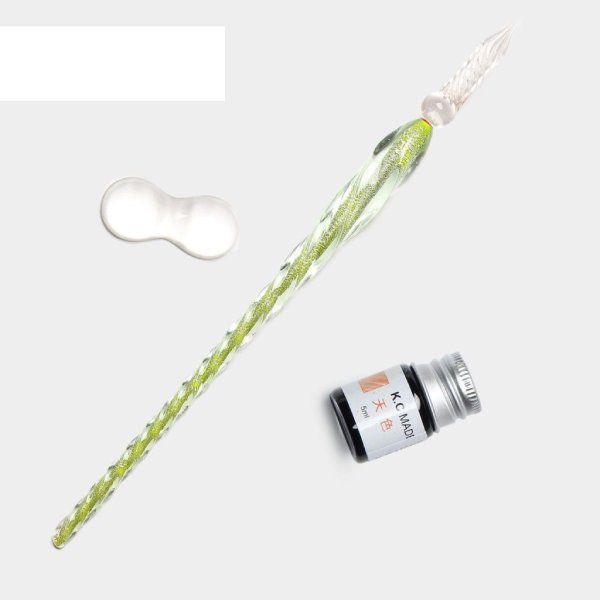 ست قلم شیشه‌ای اکلیلی لیمویی برند Glass Pen