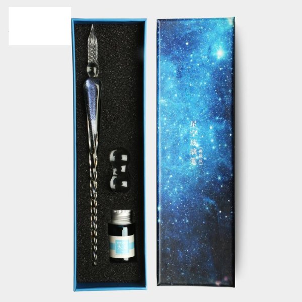 ست قلم شیشه‌ای بنفش نگینی برند Glass Pen