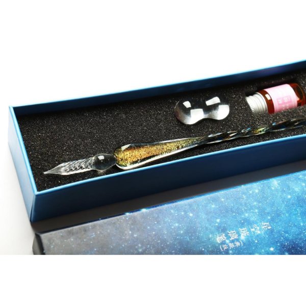 ست قلم شیشه‌ای طلایی نگینی برند Glass Pen