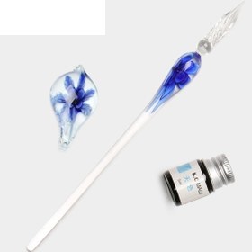 ست قلم شیشه‌ای گل آبی ویژه برند Glass Pen