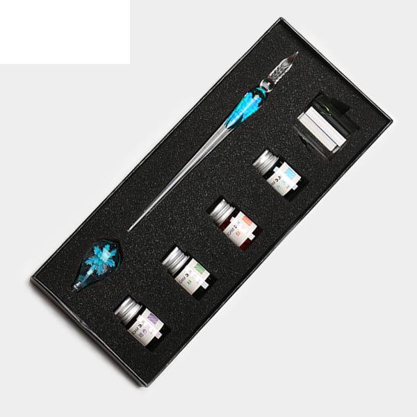 ست قلم شیشه‌ای گل آسمانی ویژه برند Glass Pen