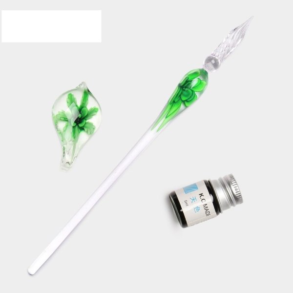 ست قلم شیشه‌ای گل سبز برند Glass Pen