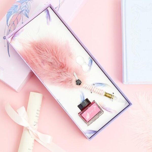 ست قلم پر قرمز با نوک شیشه‌ای Glass Pen