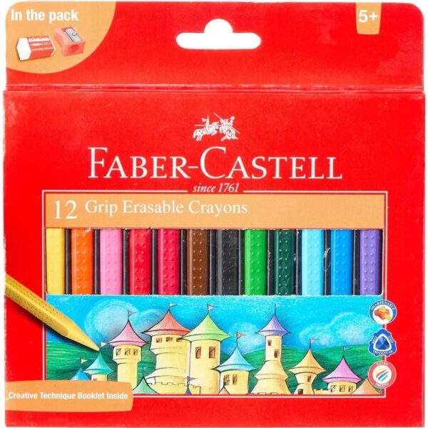پاستل روغنی ۱۲ رنگ گریب دار فابر کاستل Grip erasable crayons