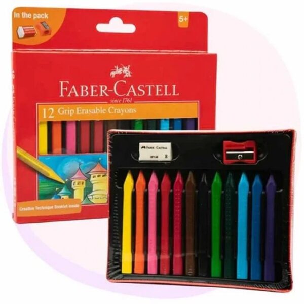 پاستل روغنی ۱۲ رنگ گریب دار فابر کاستل Grip erasable crayons