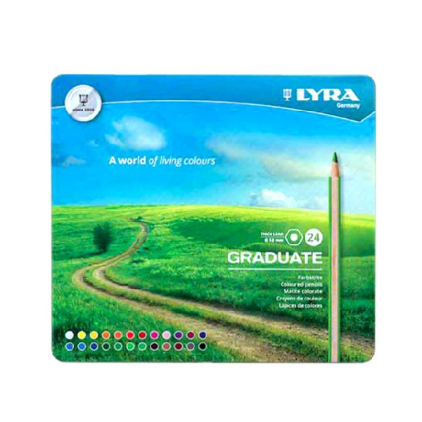 مداد رنگی 24 رنگ جعبه فلزی لیرا مدل Graduate