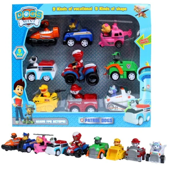 اسباب بازی مدل سگهای نگهبان paw patrol با ماشین عقب کش کد M99C بسته 9 عددی