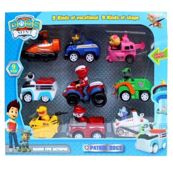 اسباب بازی مدل سگهای نگهبان paw patrol با ماشین عقب کش کد M99C بسته 9 عددی