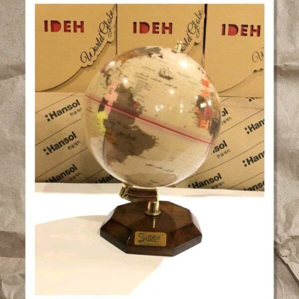 کره جغرافیایی سایز 20 پایه چوبی 8 ضلعی ایده کد 114