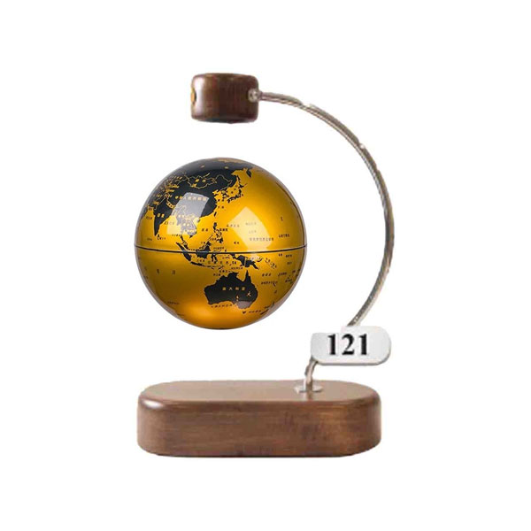 کره جغرافیایی سایز 14 پایه چوبی بیضی معلق کد 121