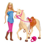 عروسک باربی مدل Doll and Horse Playset کد FXH13