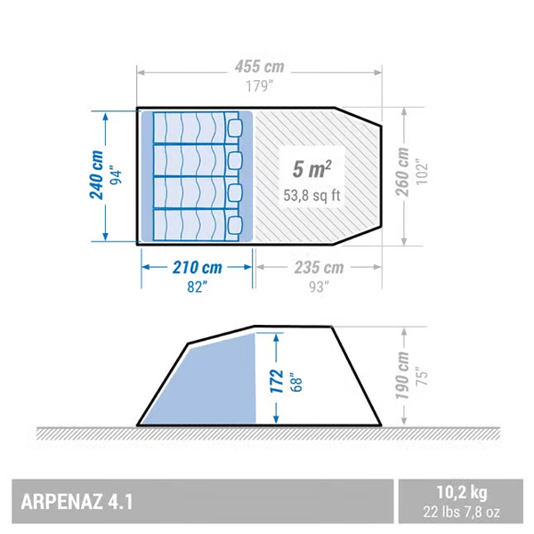 چادر مسافرتی چهار نفره کچوا مدل  Arpenaz 4.1