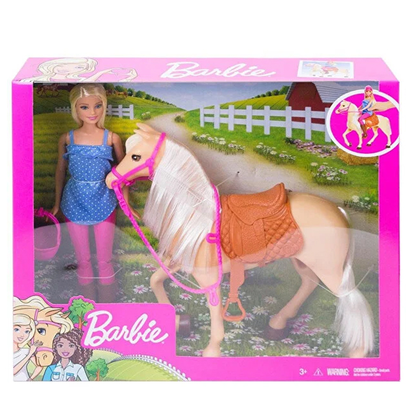 عروسک باربی مدل Doll and Horse Playset کد FXH13