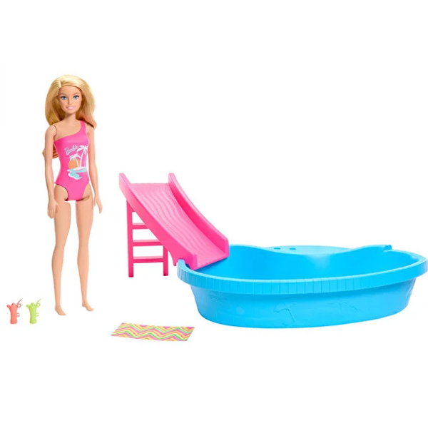 عروسک باربی مدل Doll and Pool Playset کد HRJ74