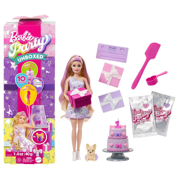 عروسک باربی مدل Papusa Party Unboxed Reveal Blonda کد JFG70