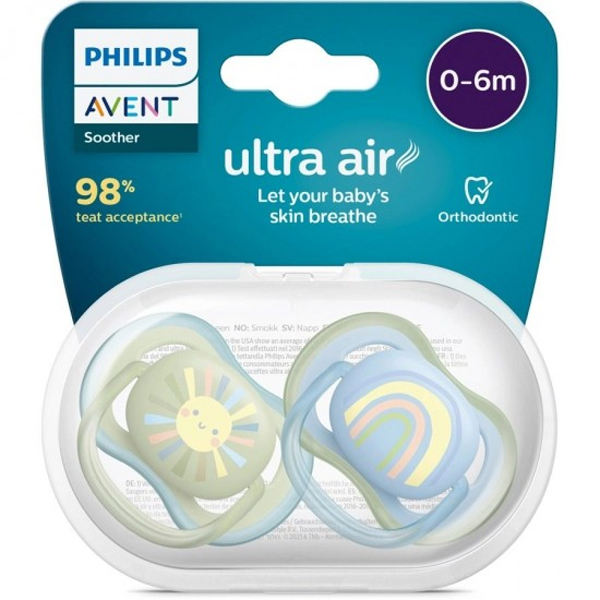 پستانک الترا ایر 0-6 ماه اونت (Philips Avent Ultra Air) مدل خورشید رنگین کمان