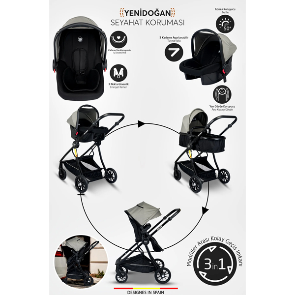 کالسکه کودک بیبی هوم Baby Home مدل 1010 Qool رنگ طلایی