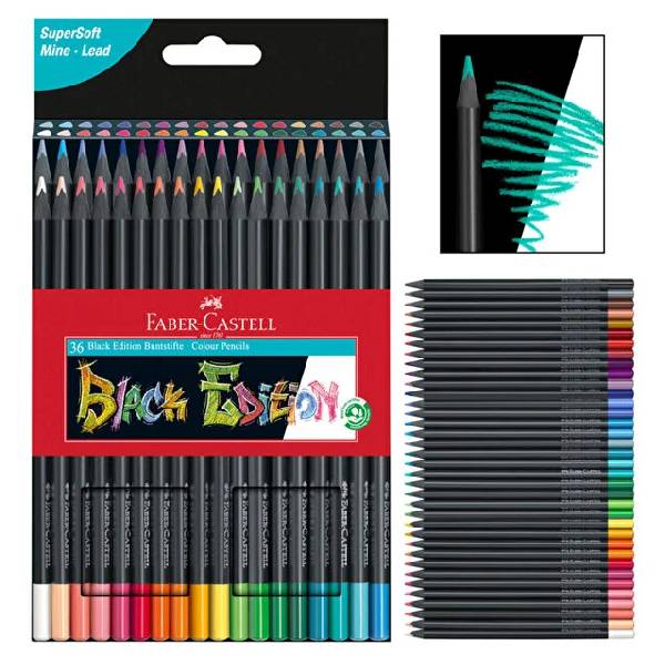 مداد رنگی 36 رنگ فابر کاستل مدل Faber Black Edition 116436