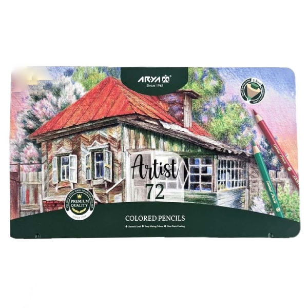 مداد رنگی 72 رنگ جعبه فلزی حرفه ای آریا مدل Artist کد 3905-3934
