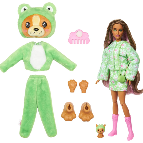 عروسک باربی سوپرایزی مدل Puppy in Frog Costume کد HRK24