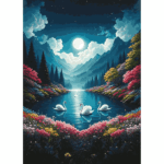 پازل 500 تکه آرت پازل مدل Lake of Swans In Moonlight کد 40509