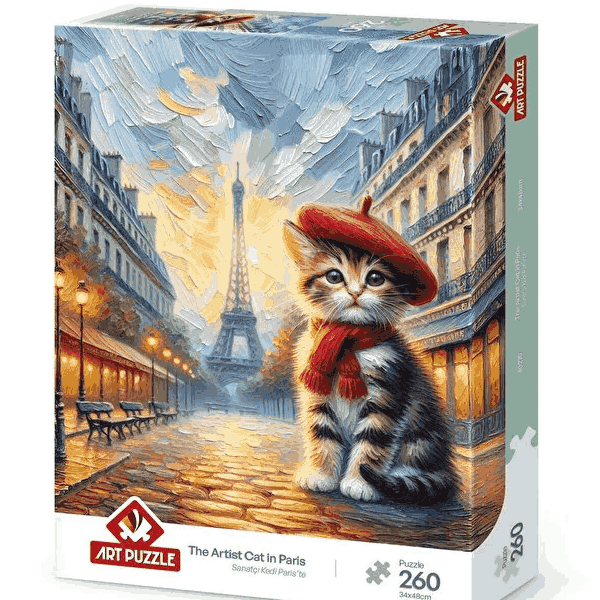 پازل 260 تکه آرت پازل مدل The Artist Cat in Paris کد 40270 پازل 260 تکه آرت پازل مدل The Artist Cat in Paris کد 40270