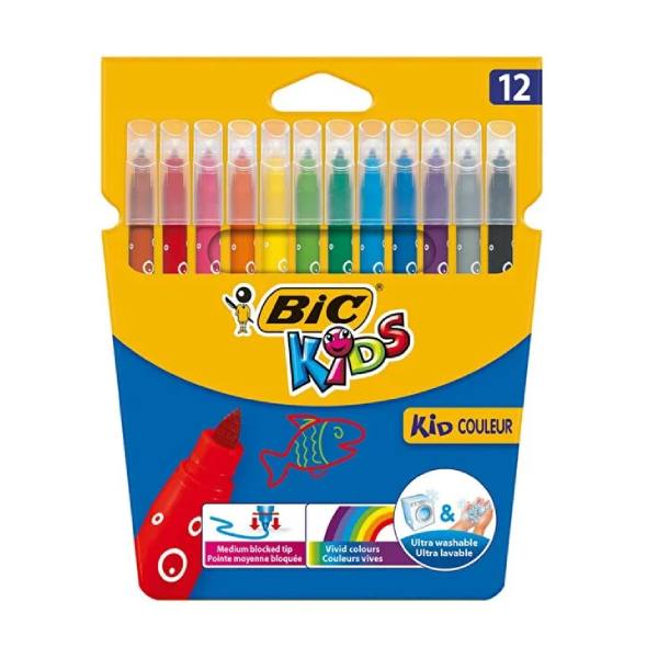 ماژیک 12 رنگ بیک سری Kids مدل Kid Couleur