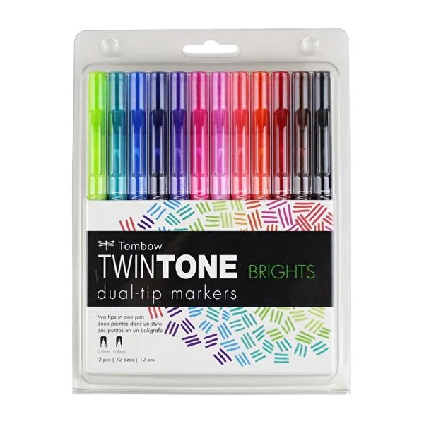 ماژیک دو طرفه 12 رنگ Tombow مدل BRIGHTS با رنگ های روشن