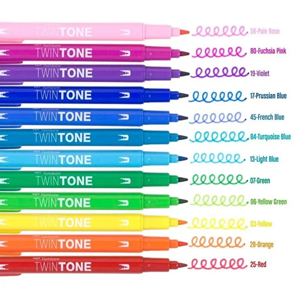 ماژیک دو طرفه 12 رنگ Tombow مدل Rainbow-102