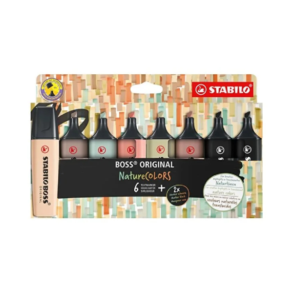 ماژیک هایلایتر 8 رنگ استابیلو مدل Boss NatureColors