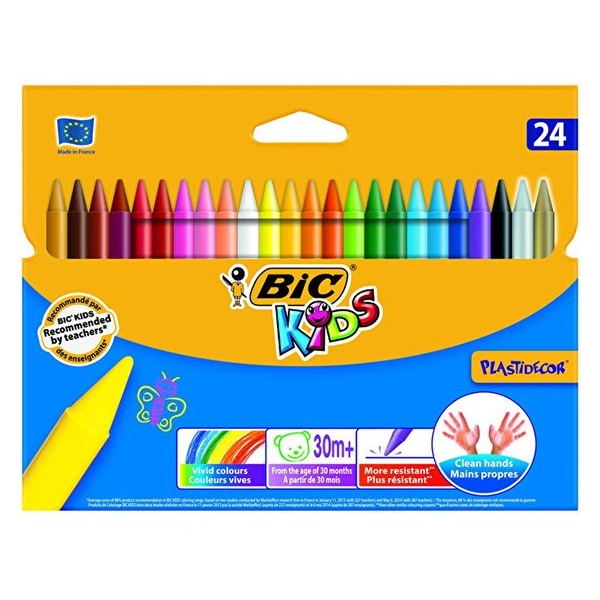 پاستل مومی 24 رنگ پاک شونده بیک سری Kids مدل Plastidecor