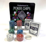 بسته 100 عددی ژتون پلاستیکی همراه با جعبه فلزی مدل Poker Chips Case