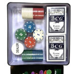 بسته 100 عددی ژتون پلاستیکی همراه با جعبه فلزی مدل Poker Chips Case