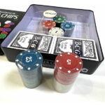 بسته 100 عددی ژتون پلاستیکی همراه با جعبه فلزی مدل Poker Chips Case
