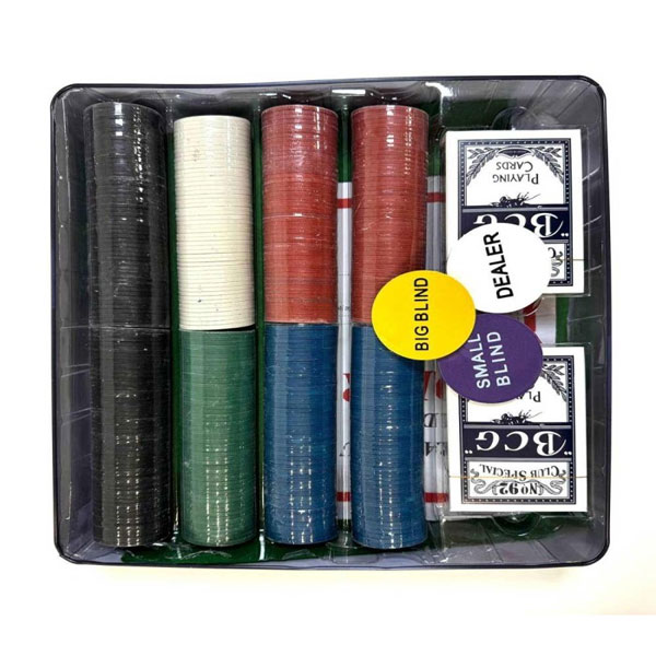 بسته 400 عددی ژتون پلاستیکی همراه با جعبه فلزی مدل Poker Chips Case