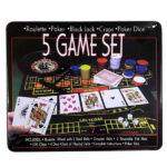 بسته 100 عددی ژتون پلاستیکی پنج بازی همراه با جعبه فلزی مدل Poker Chips Case