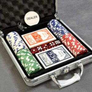 بسته 100 عددی ژتون بازی همراه با کیف آلومینیومی مدل Poker Chips Case