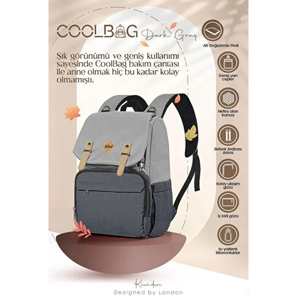 کوله پشتی لوازم کودک کیوی Cool Bag طوسی