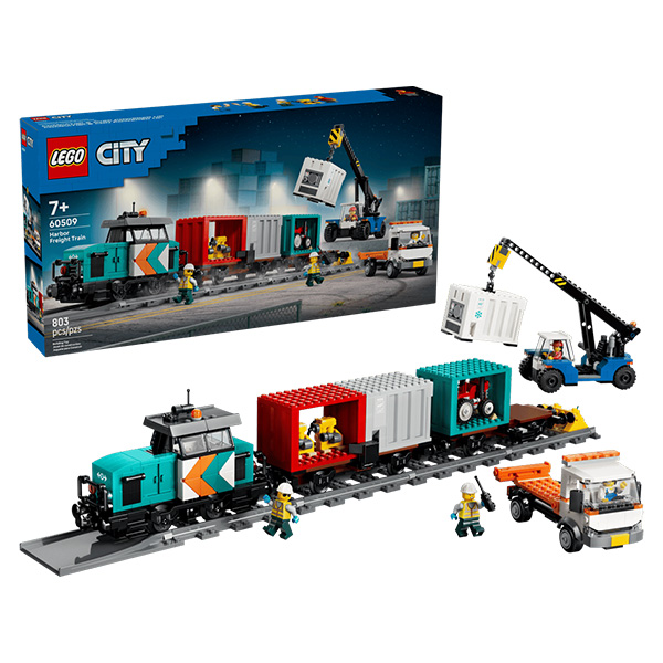 لگو سری سیتی مدل Harbor Freight Train with Crane & Truck کد 60509