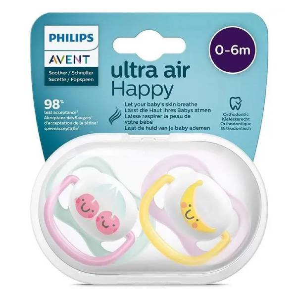 پستانک 0 تا 6 ماه دو عددی اونت Ultra Air طرح موز و گیلاس