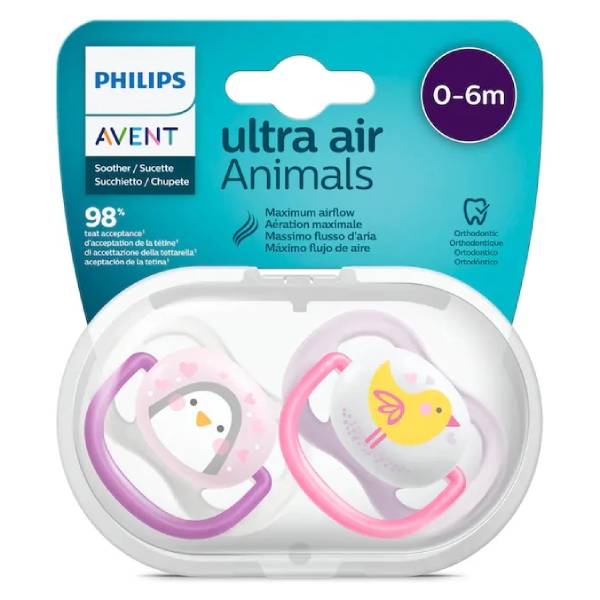 پستانک ارتودنسی اونت دو عددی مدل Ultra Air طرح پنگوئن و جوجه