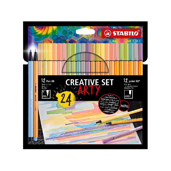 ست 24 عددی روان نویس point 88 و ماژیک Pen 68 استابیلو مدل Arty Creative