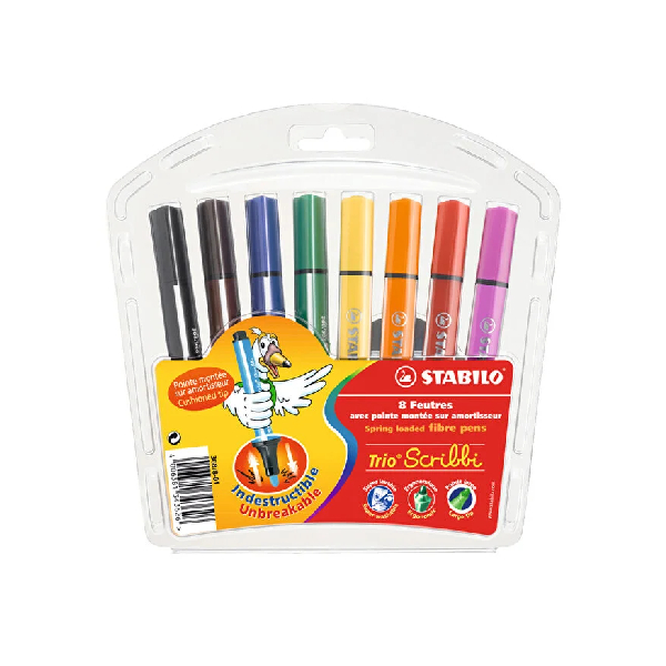 ماژیک رنگ آمیزی 8 رنگ استابیلو مدل Trio Scribbi