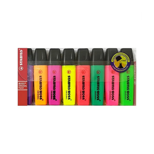 ماژیک هایلایتر 8 رنگ استابیلو مدل Boss Colors