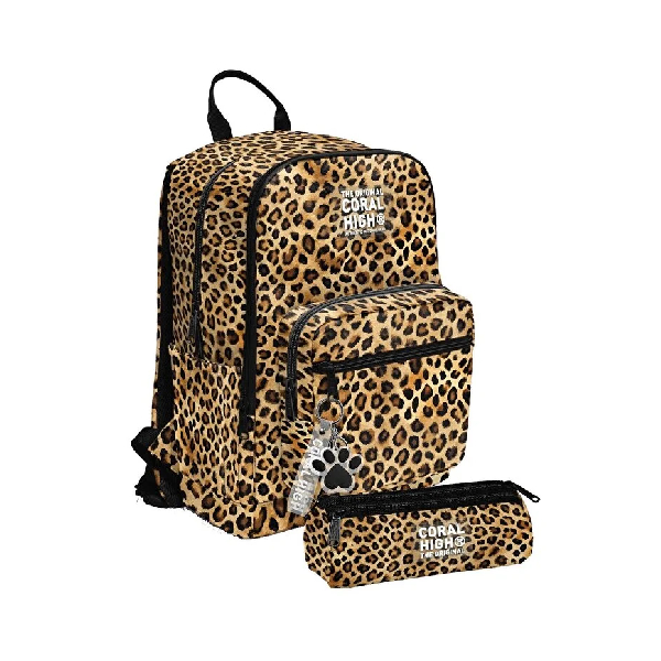 ست کوله پشتی و جامدادی کورال های طرح پلنگی