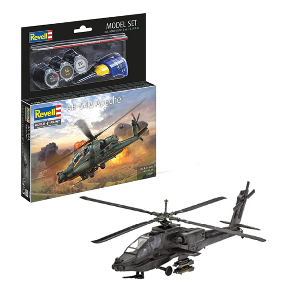 ماکت هالیکوپتر ریول مدل AH-64A Apache مقیاس 1:100 کد 04985 با کیت رنگ آمیزی