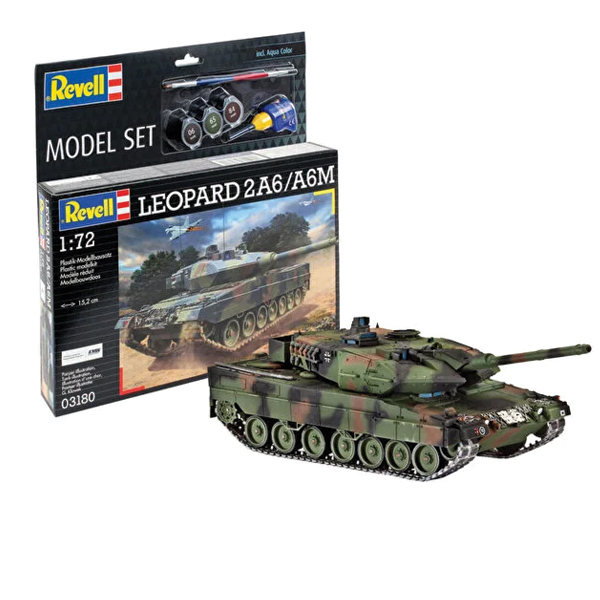 ماکت تانک ریول مدل Leopard 2A6/A6M مقیاس 1:72 کد 03180 با کیت رنگ آمیزی