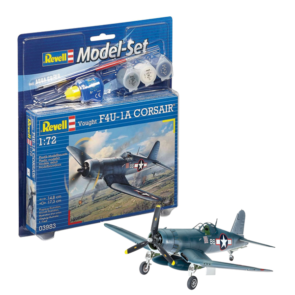 ماکت جنگنده ریول مدل Vought F4U Corsair مقیاس 1:72 کد 03983 با کیت رنگ آمیزی