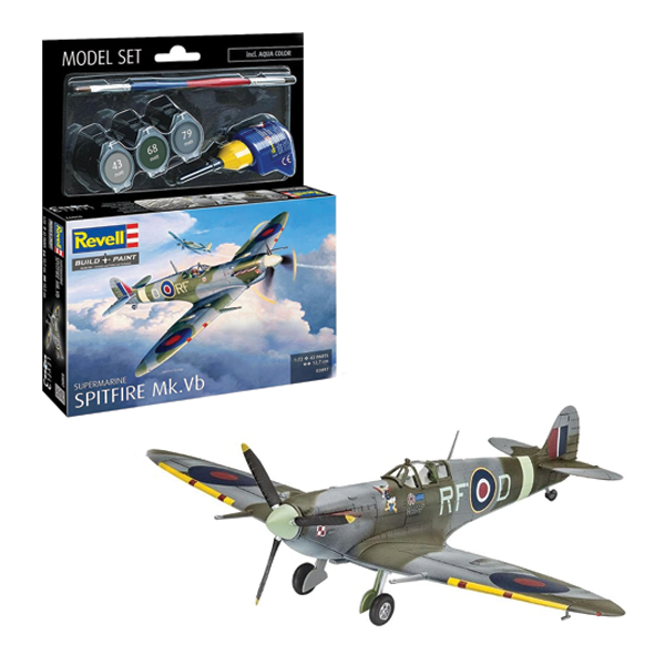 ماکت جنگنده ریول مدل Spitfire MK.Vb مقیاس 1:72 کد 03897 با کیت رنگ آمیزی